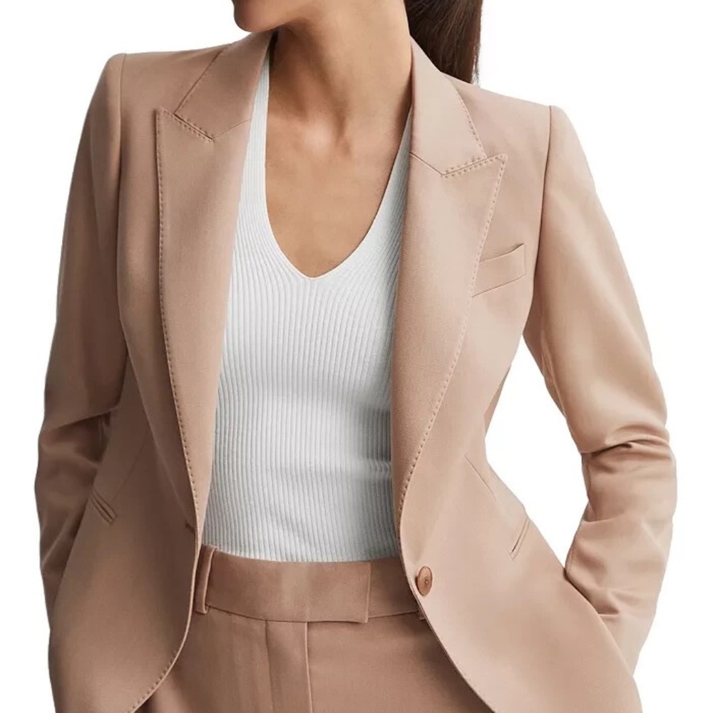 NWOT REISS Marlie Camel Wool Blend Blazer Size 12